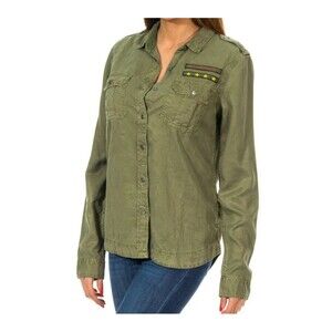 Superdry Army Shirt Women’s Green Military Patch Logo Button Up Cotton Jacket